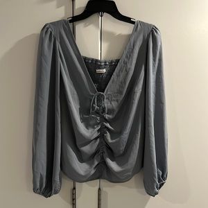 Blue Abercrombie Blouse w/ Cinched Detail - Worn Once
